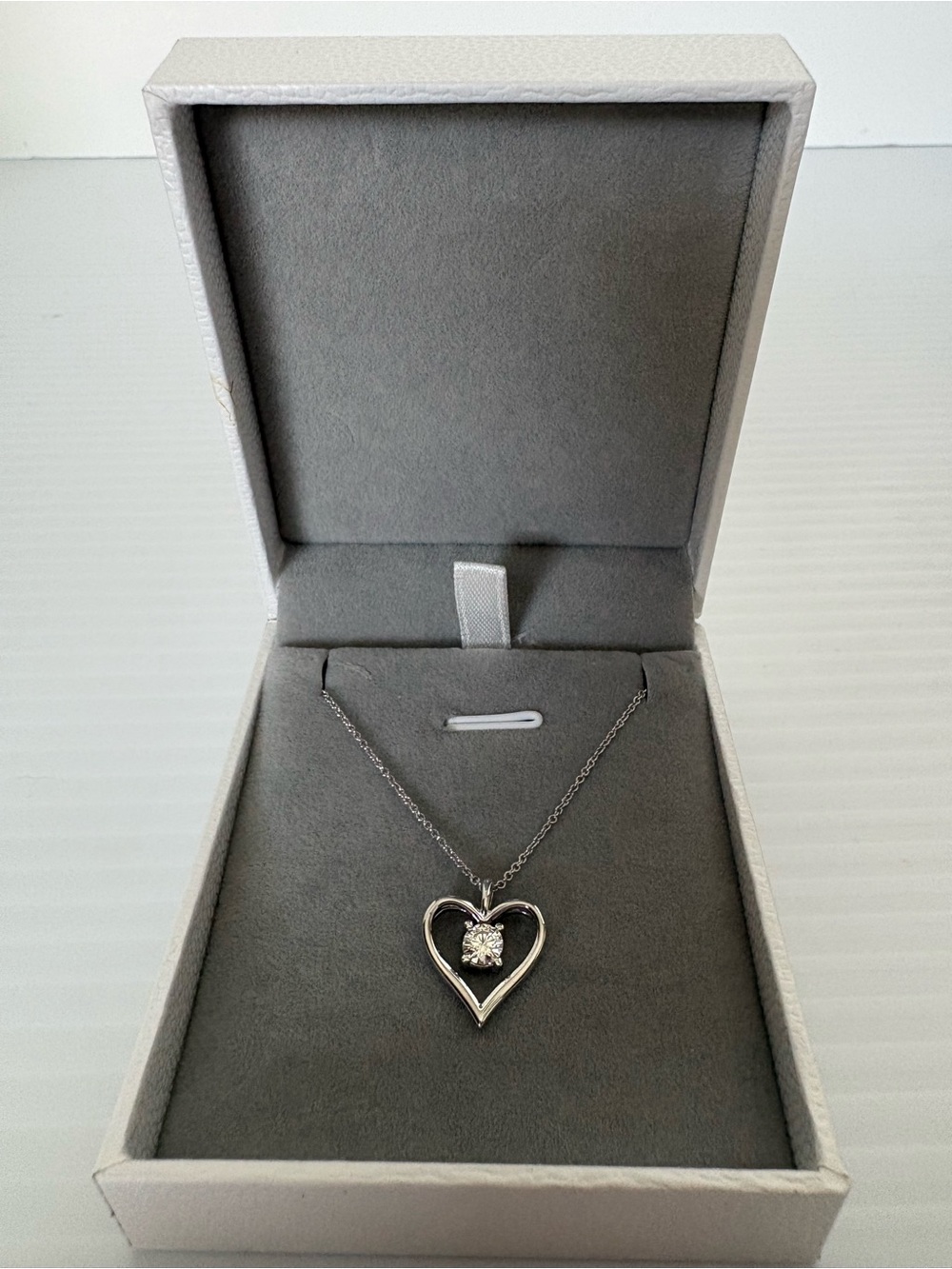 Moissanite Diamond Heart Necklace. NWT